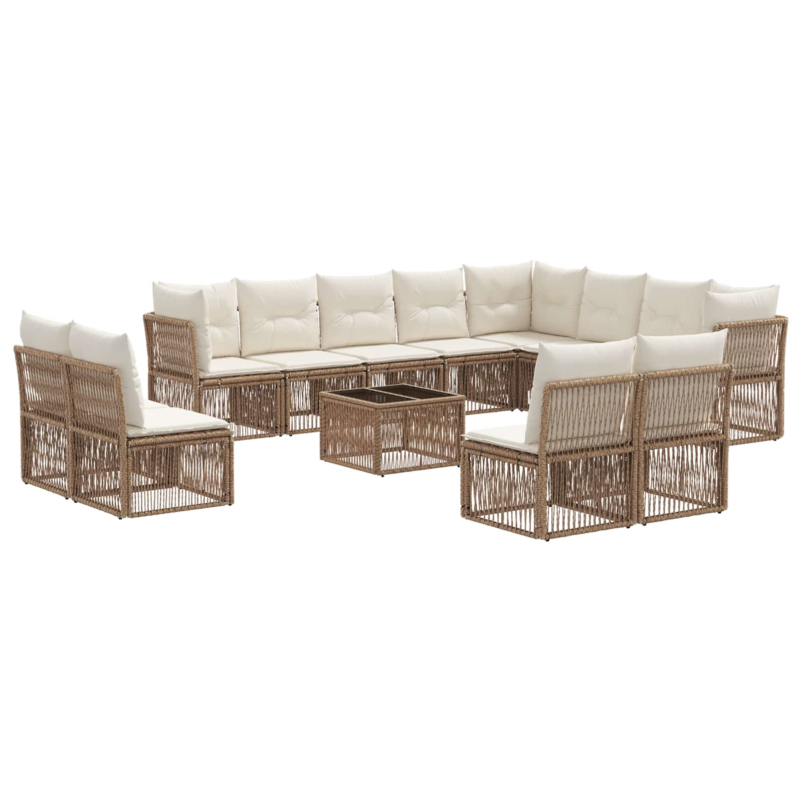 Conjunto de sofás de jardín 13 pcs Beige ratán sintético