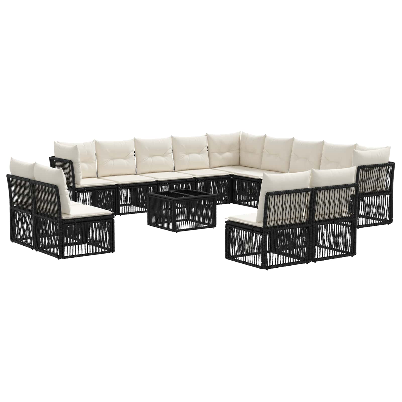 Conjunto de sofás de jardín 14 pcs Beige ratán sintético