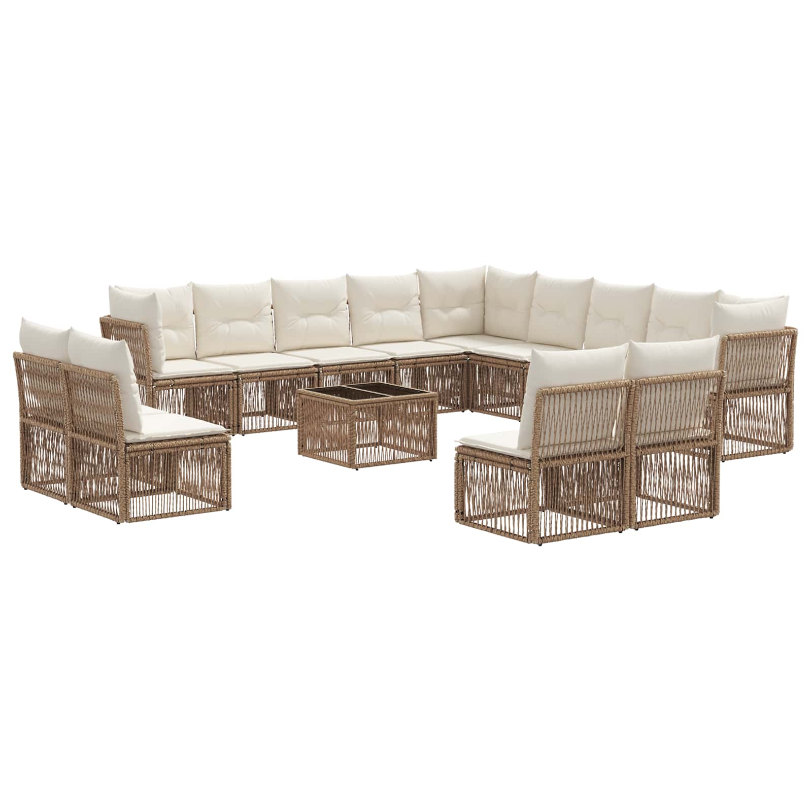 Conjunto de sofás de jardín 14 pcs Beige ratán sintético