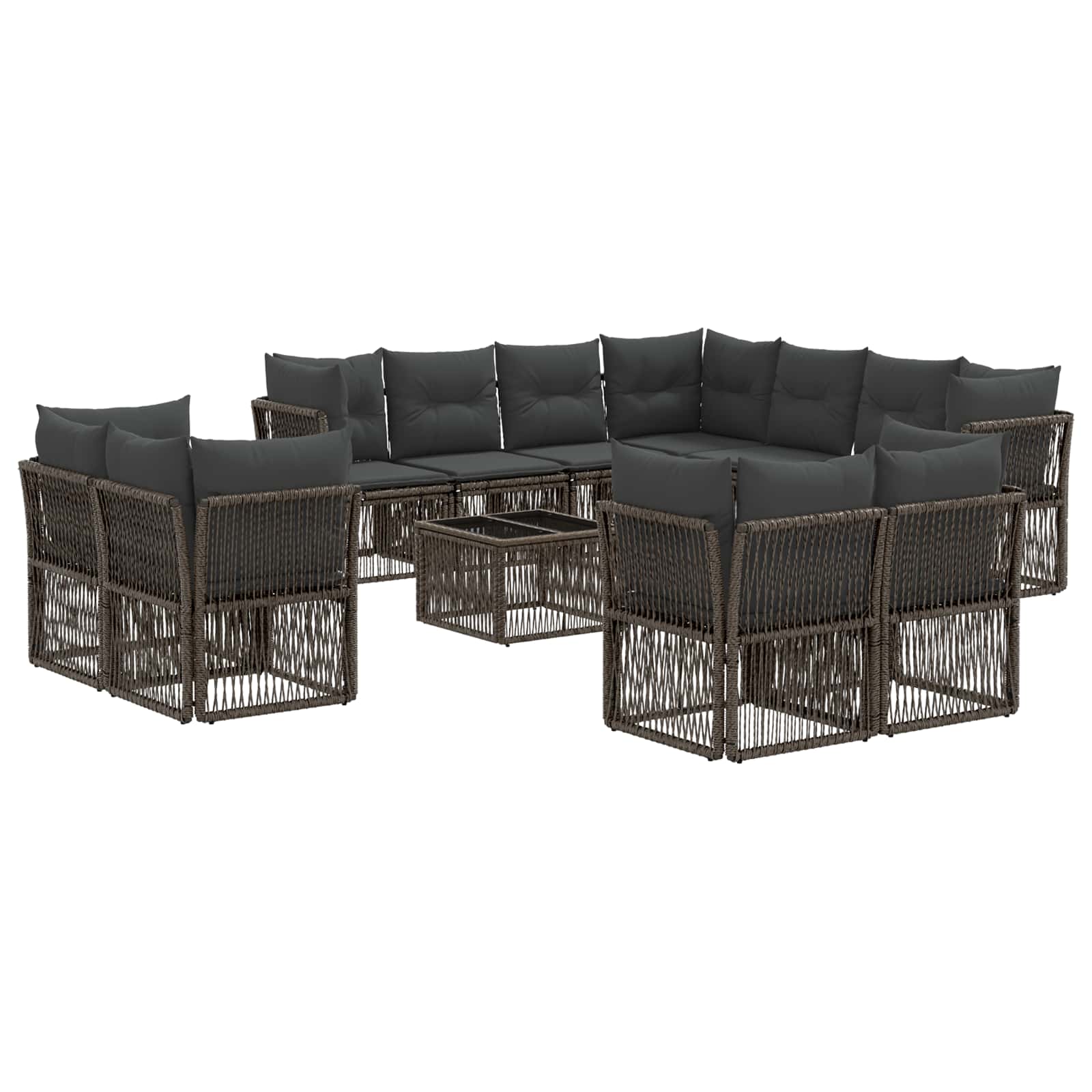 Conjunto de sofás de jardín 12 pcs Beige ratán sintético
