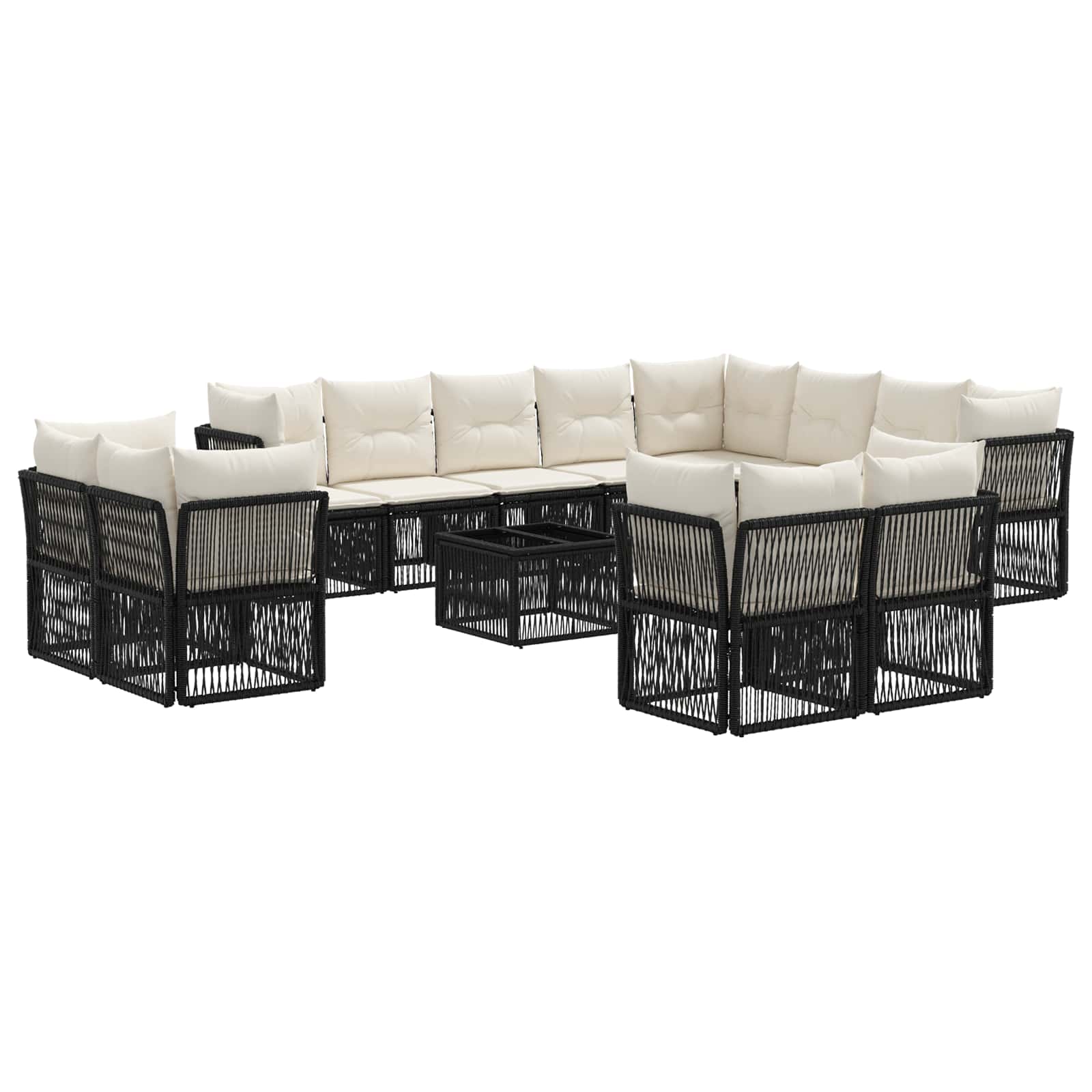 13-piece outdoor sofa set with beige synthetic rattan