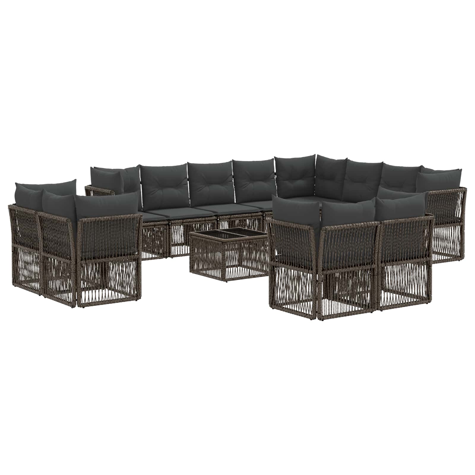 13-piece outdoor sofa set with beige synthetic rattan