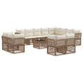Conjunto de sofás de jardín 13 pcs Beige ratán sintético