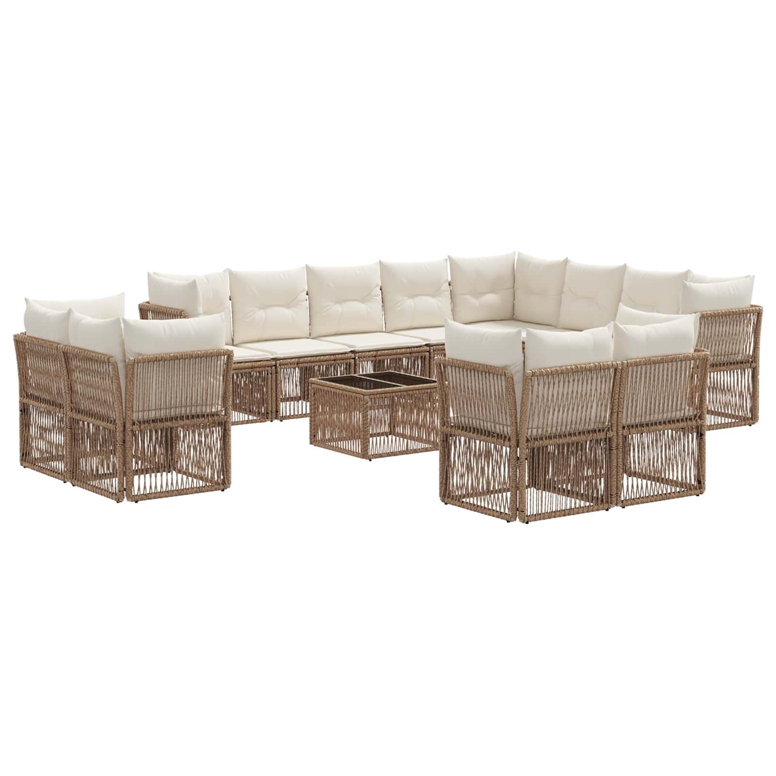 13-piece outdoor sofa set with beige synthetic rattan