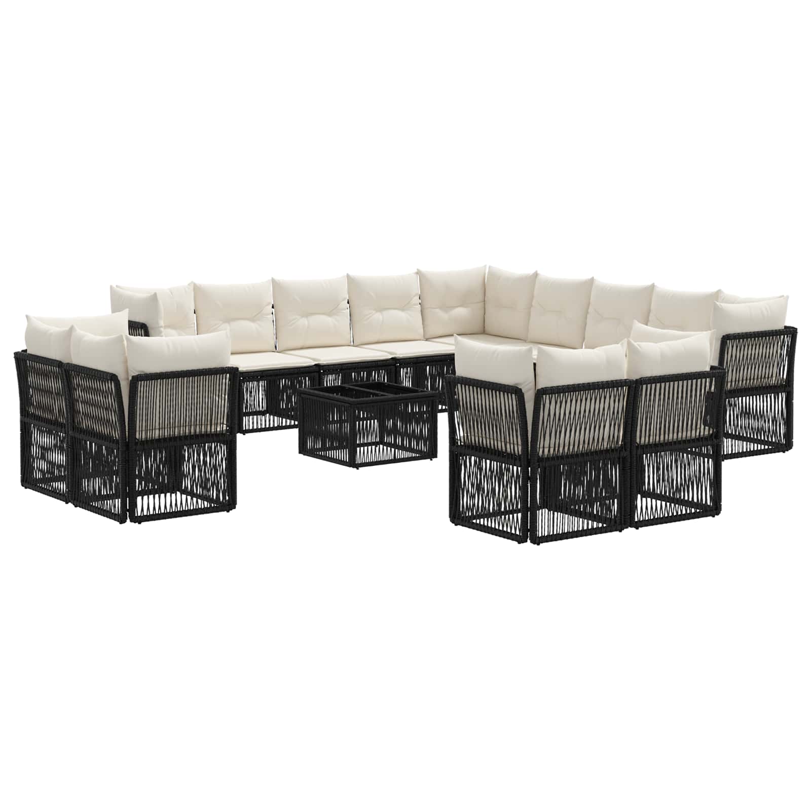 Conjunto de sofás de jardín 14 pcs Beige ratán sintético