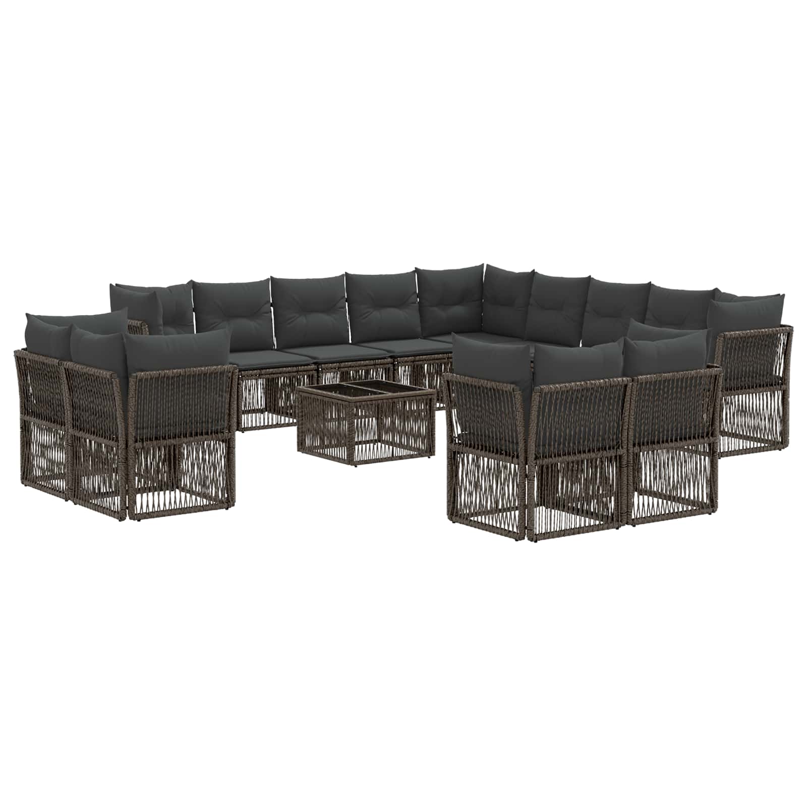 Conjunto de sofás de jardín 14 pcs Beige ratán sintético
