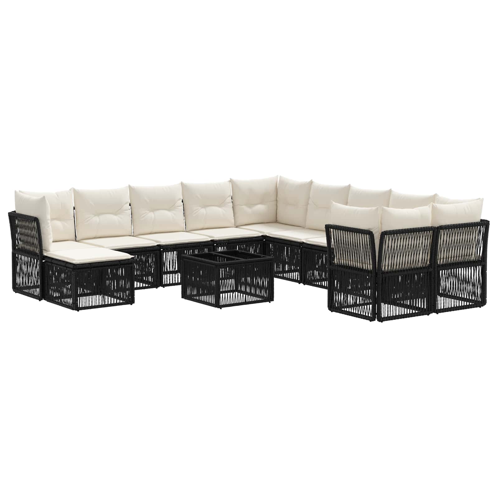 Conjunto de sofás de jardín 12 pcs Beige ratán sintético