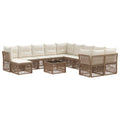 Conjunto de sofás de jardín 12 pcs Beige ratán sintético