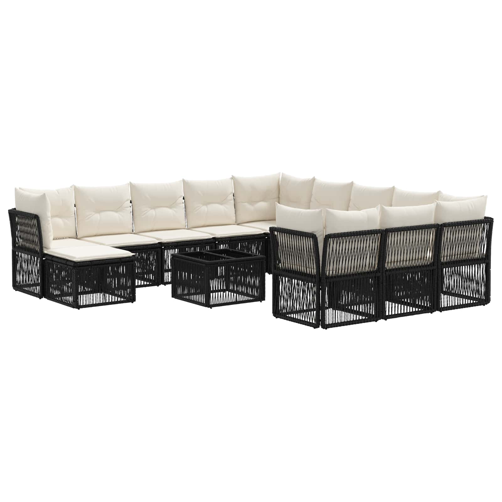 Conjunto de sofás de jardín 13 pcs Beige ratán sintético