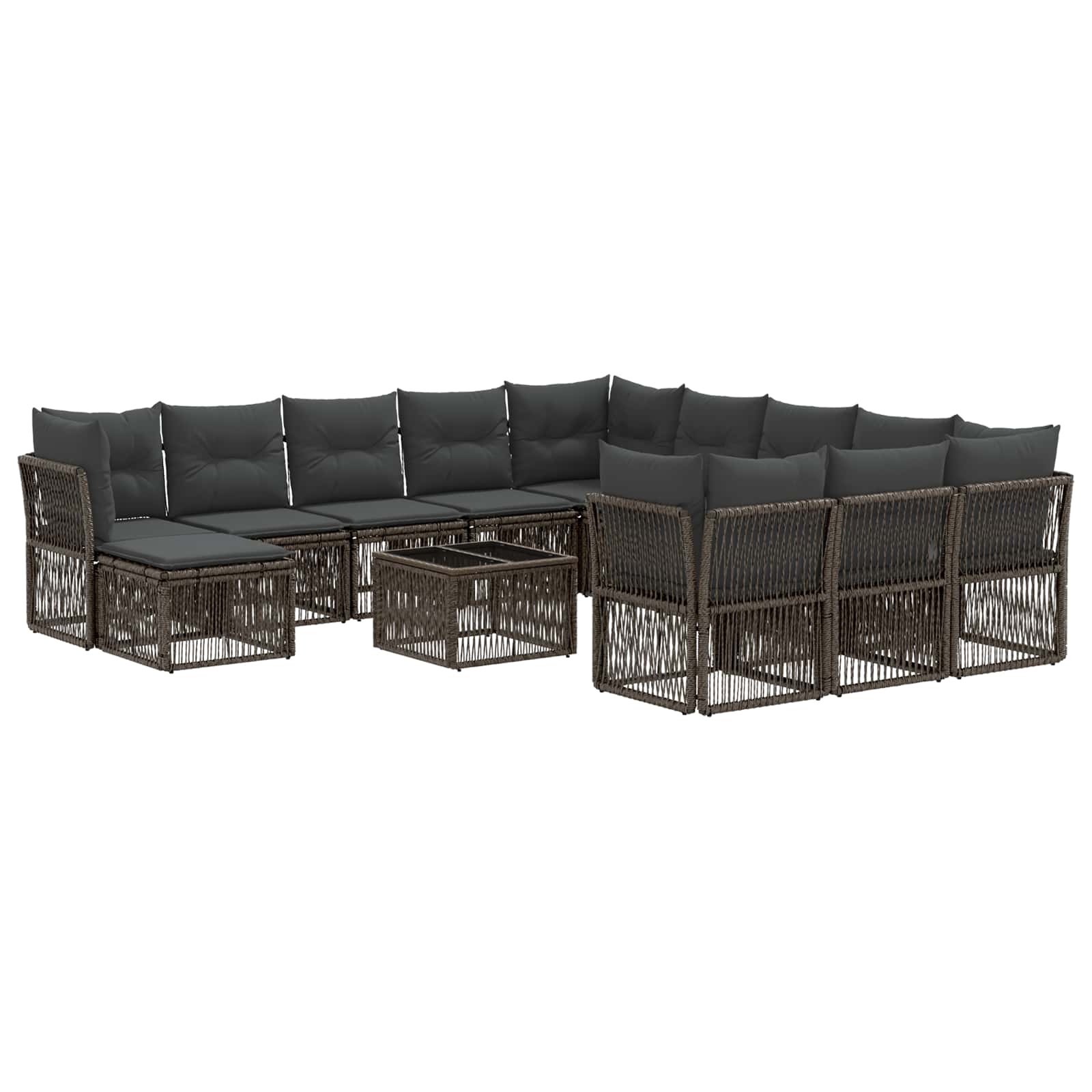 Conjunto de sofás de jardín 13 pcs Beige ratán sintético