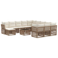 Conjunto de sofás de jardín 13 pcs Beige ratán sintético