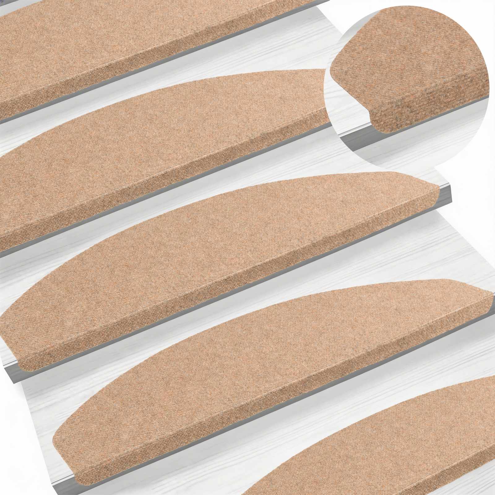 Alfombras autoadhesivas para escaleras 15 pcs Beige