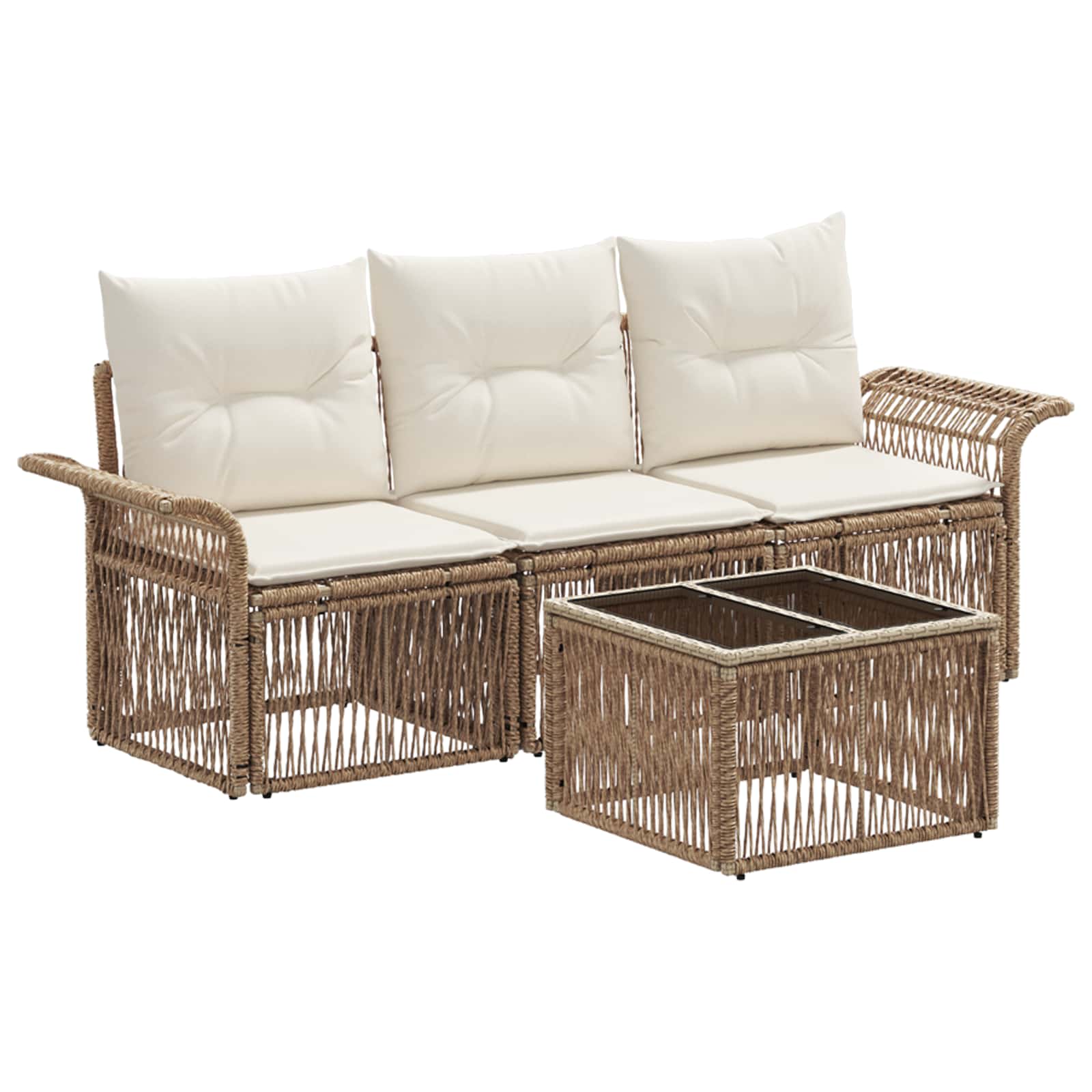 Conjunto de sofá de jardín 7 pcs Marrón ratán sintético