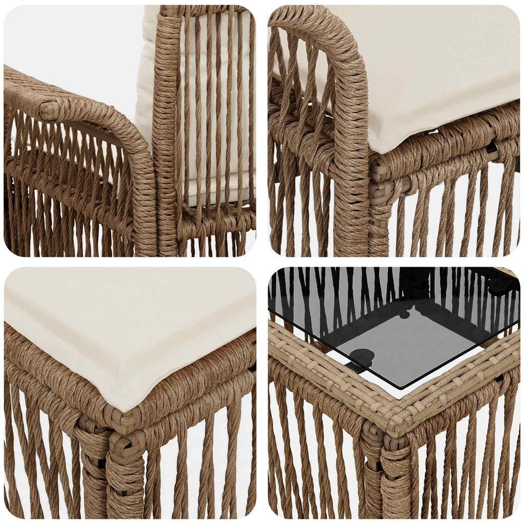Conjunto de sofás de jardín 13 pcs Beige ratán sintético