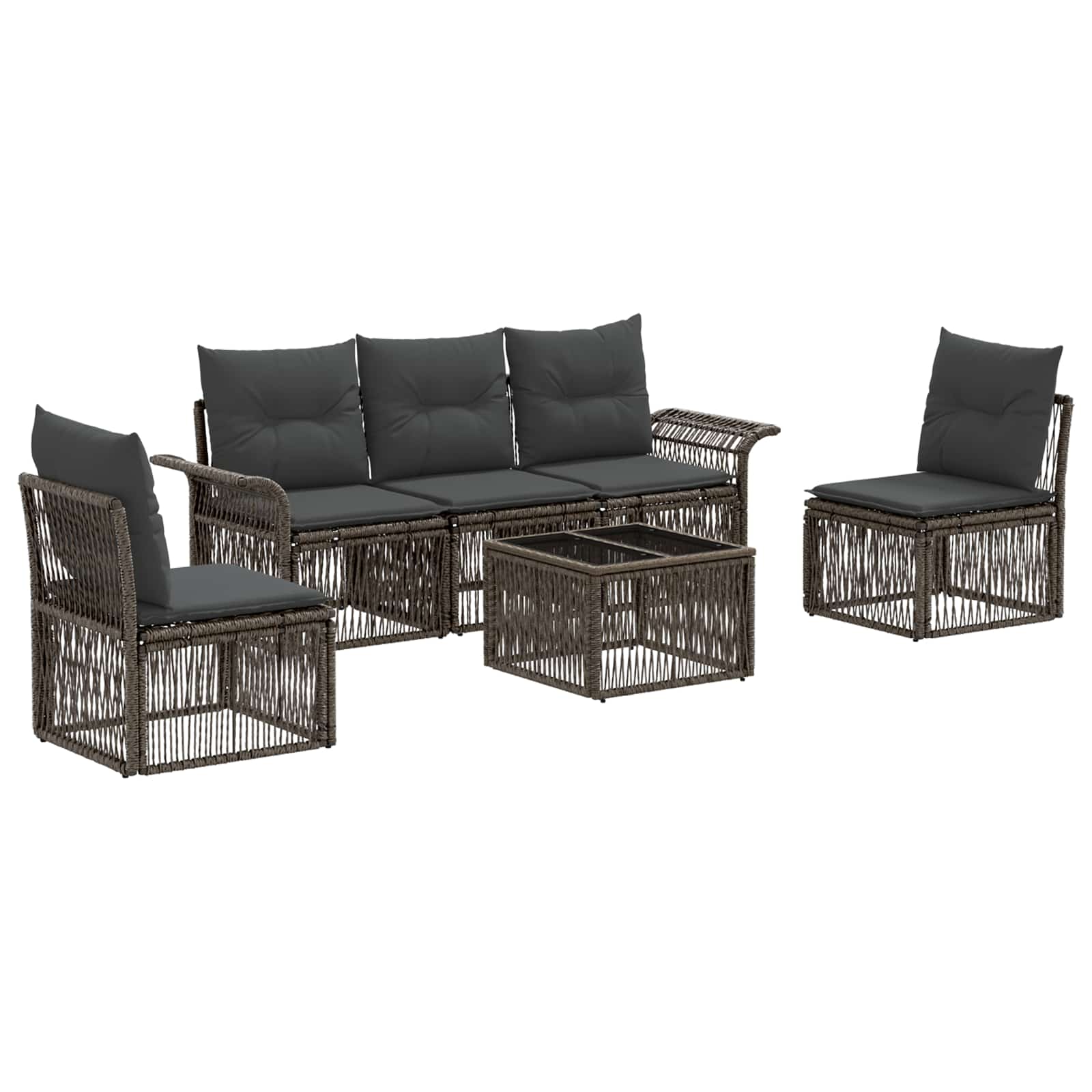 Conjunto de sofás de jardín 6 pcs Beige ratán sintético
