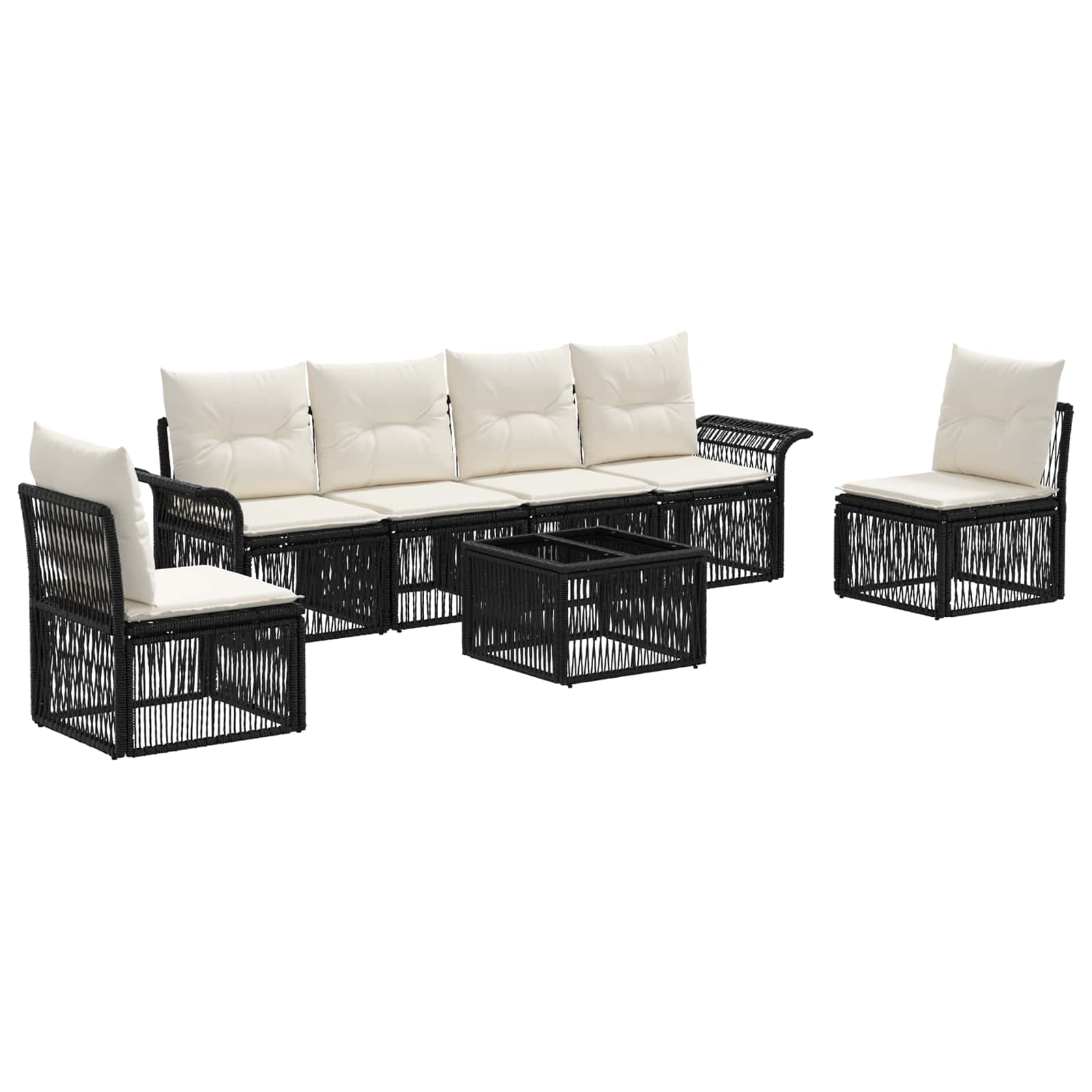 Conjunto de sofás de jardín 7 pcs Beige ratán sintético