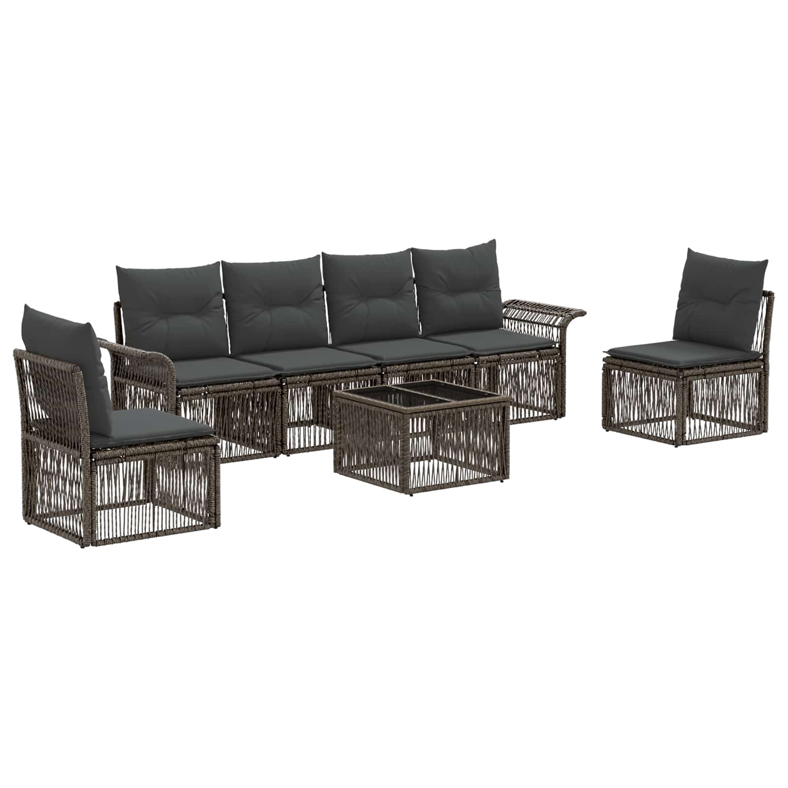 Conjunto de sofás de jardín 7 pcs Beige ratán sintético