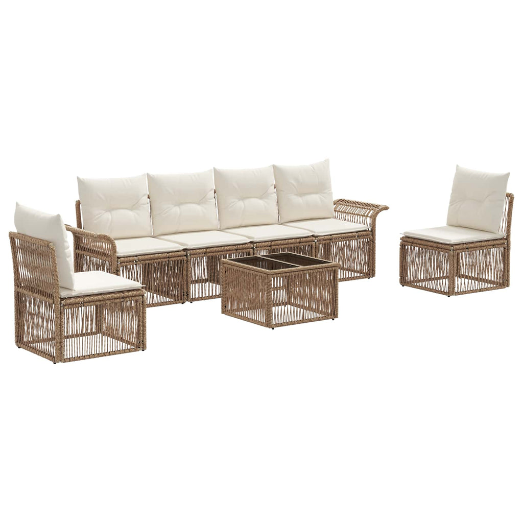 Conjunto de sofás de jardín 7 pcs Beige ratán sintético
