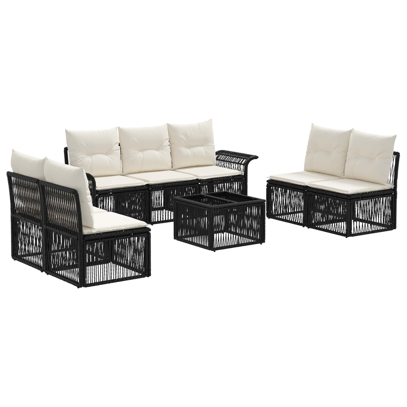 Conjunto de sofás de jardín 8 pcs Beige ratán sintético