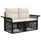 Conjunto de sofás de jardín 9 pcs Negro ratán sintético