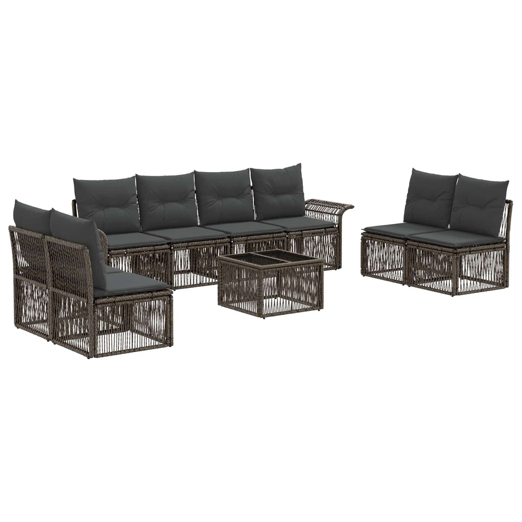 Conjunto de sofás de jardín 9 pcs Gris ratán sintético