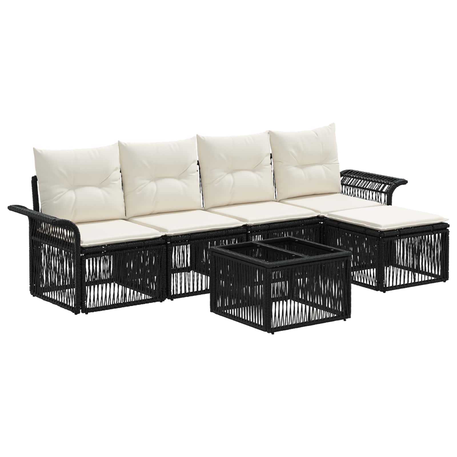 Conjunto de sofás de jardín 6 pcs Beige ratán sintético