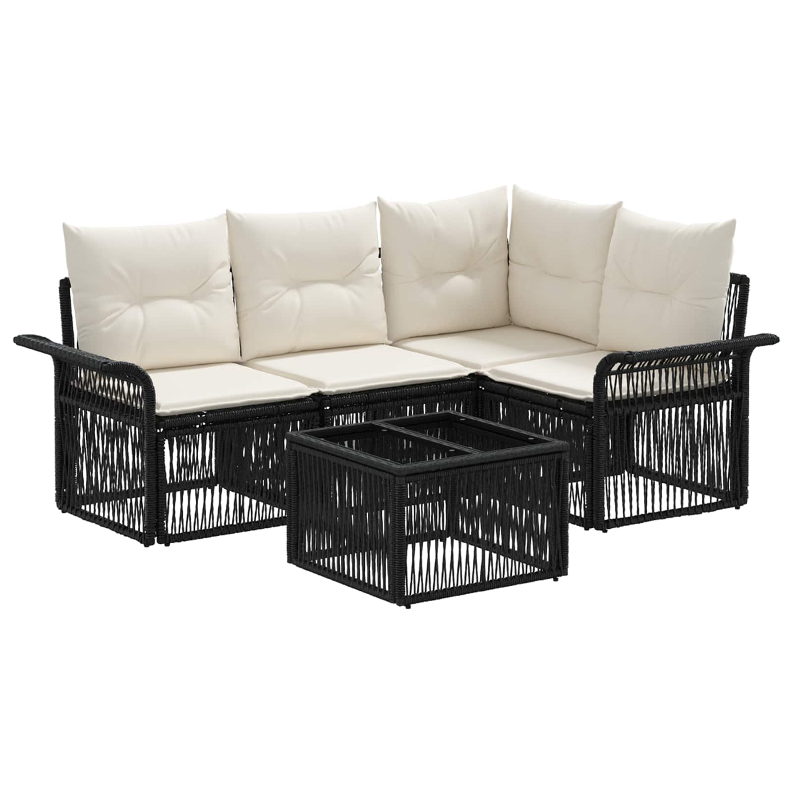 Conjunto de sofás de jardín 5 pcs Beige ratán sintético