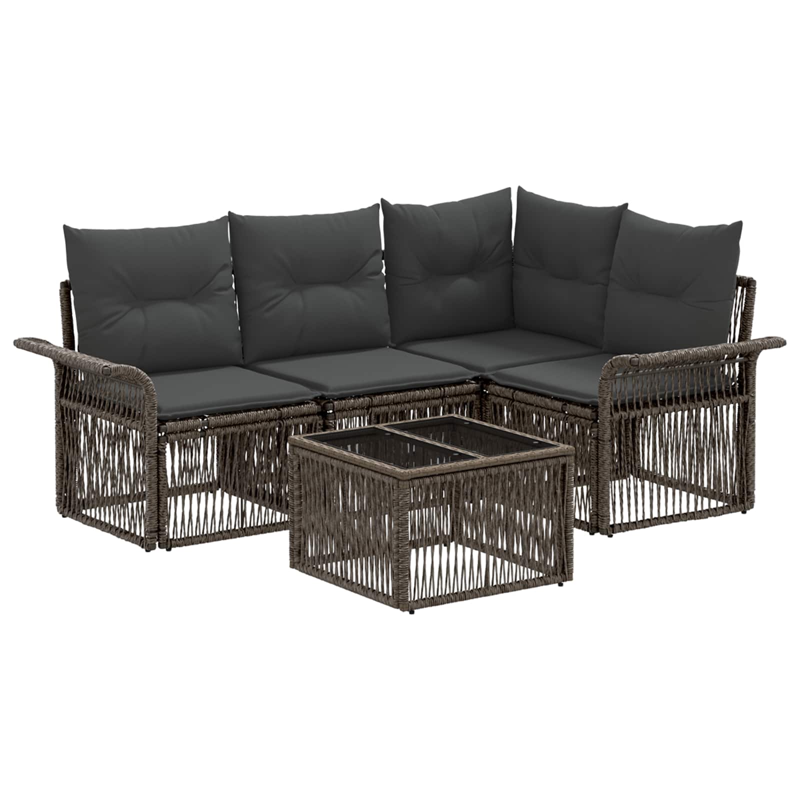 Conjunto de sofás de jardín 5 pcs Beige ratán sintético