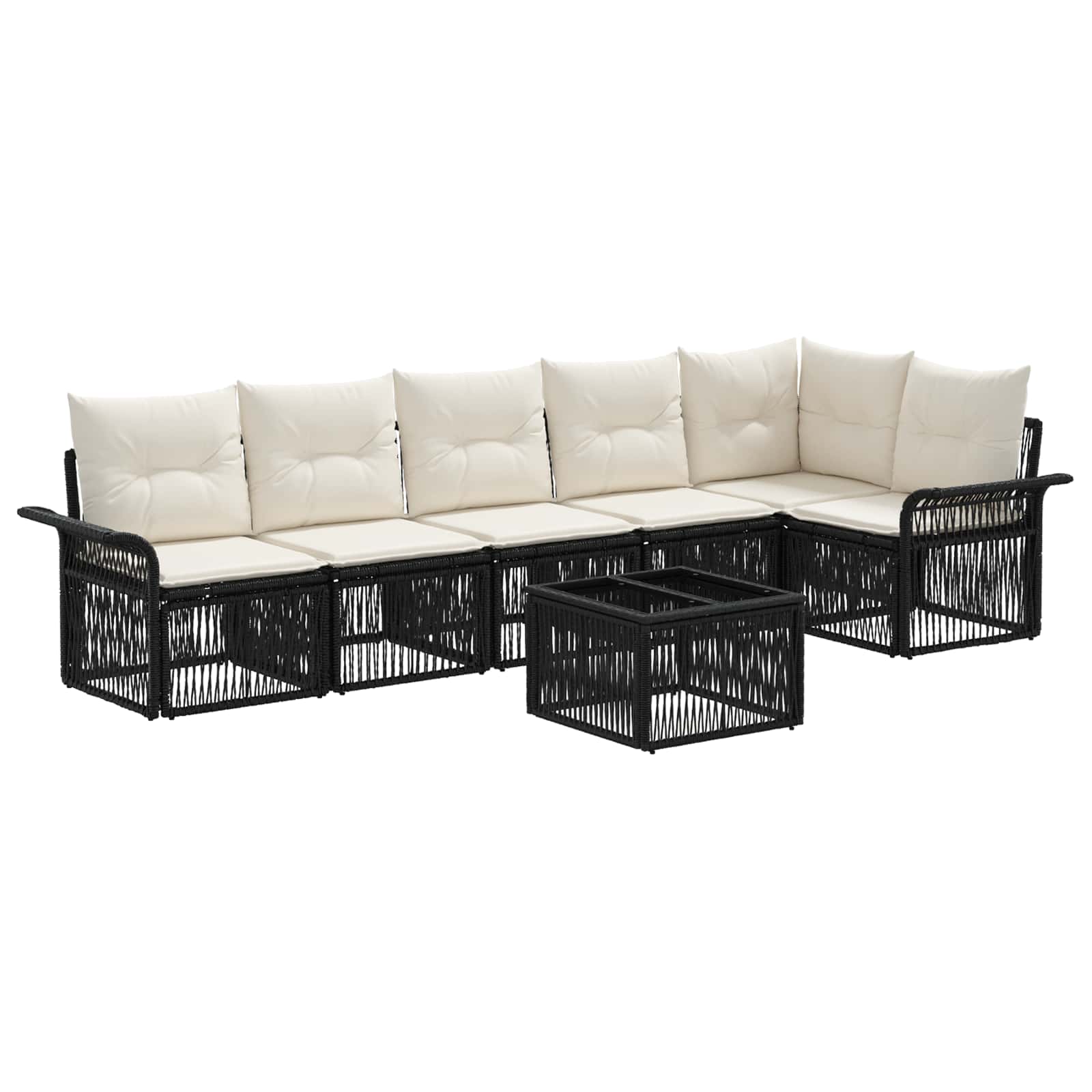 Conjunto de sofás de jardín 7 pcs Beige ratán sintético