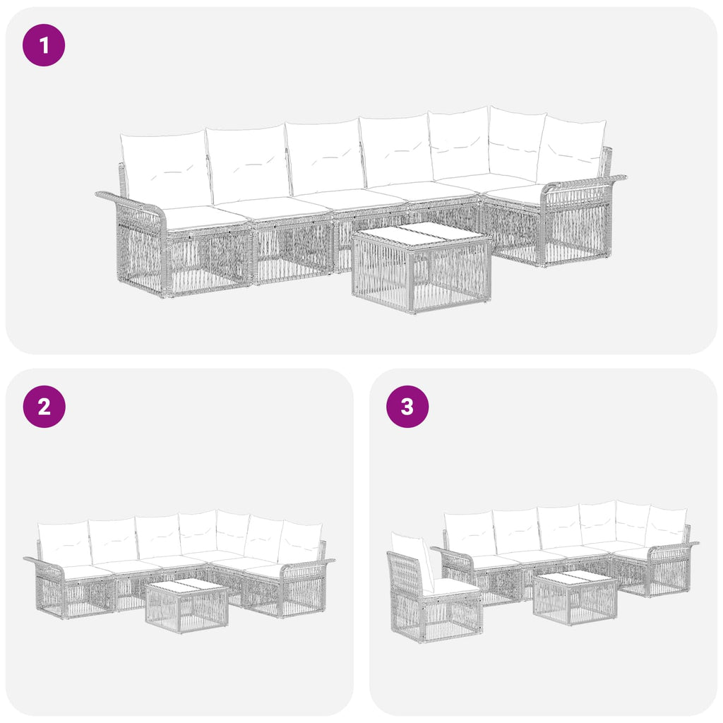 Conjunto de sofás de jardín 7 pcs Beige ratán sintético