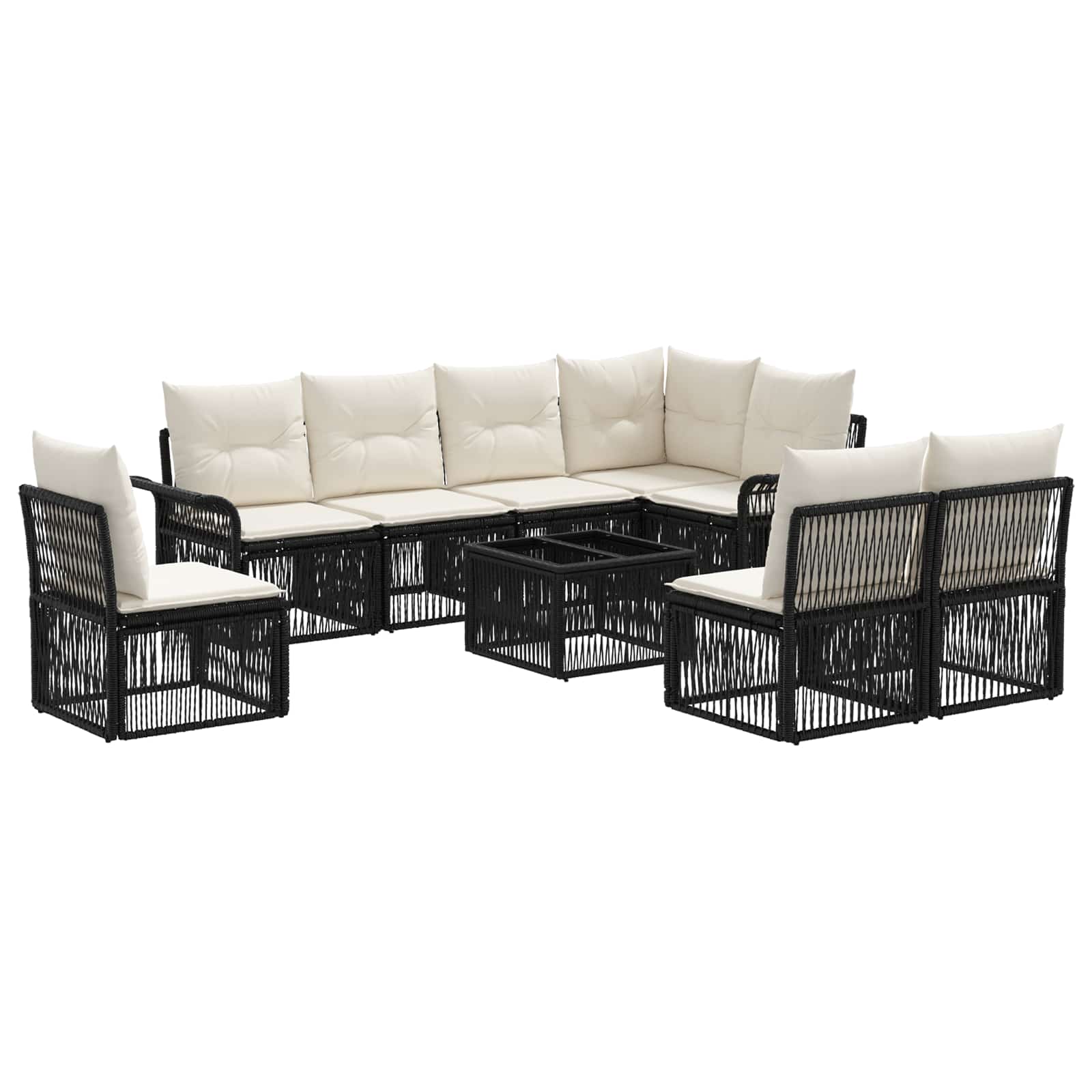 Conjunto de sofás de jardín 9 pcs Beige ratán sintético