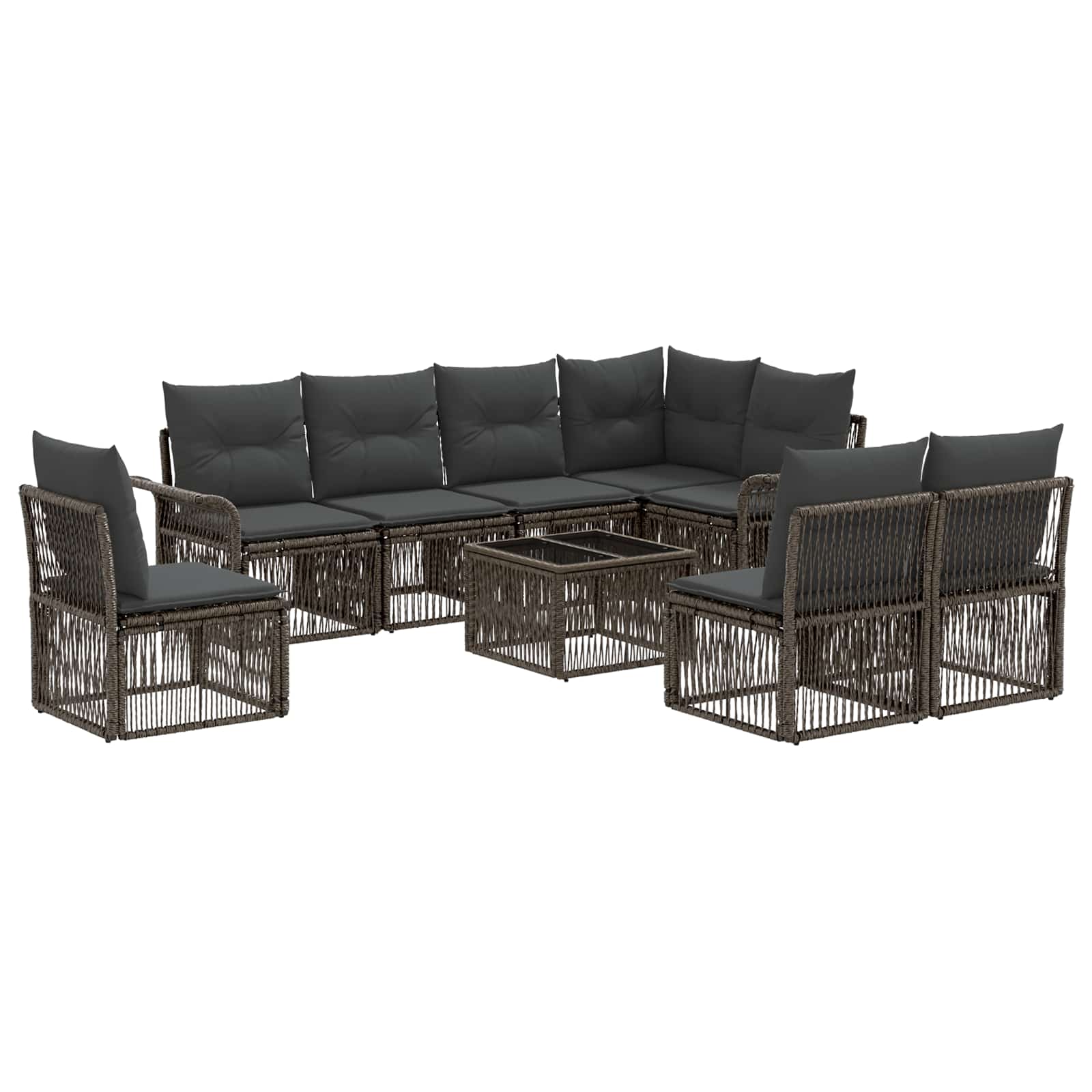 Conjunto de sofás de jardín 9 pcs Beige ratán sintético