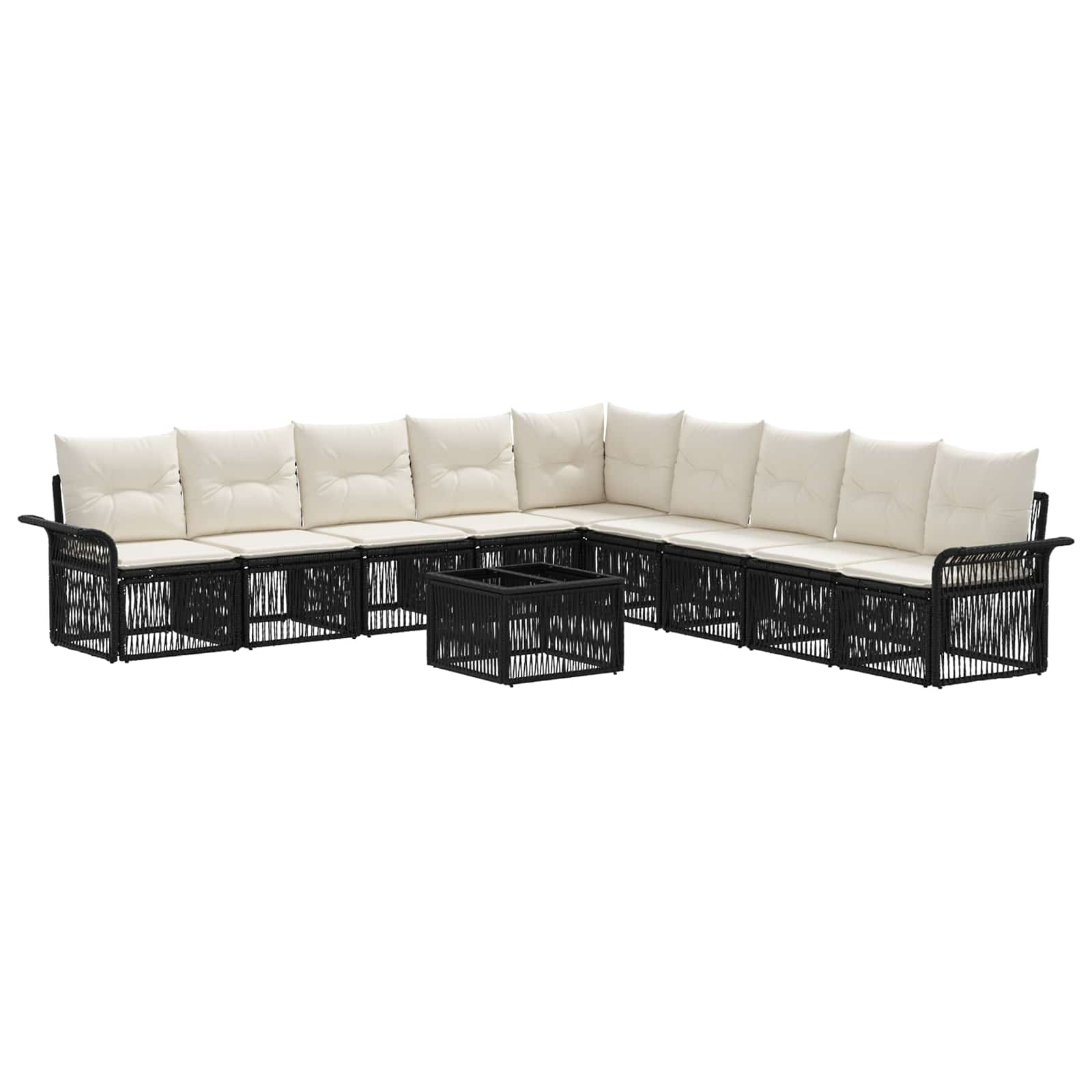 Conjunto de sofás de jardim 10 pçs Bege rotim sintético
