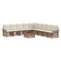 Conjunto de sofás de jardín 10 pcs Beige ratán sintético