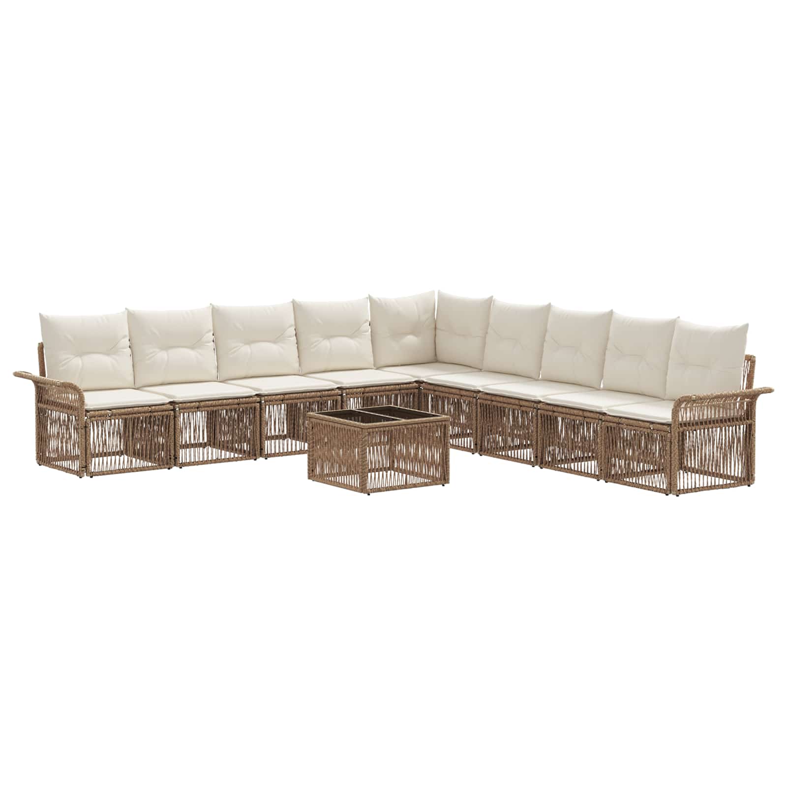 Conjunto de sofás de jardín 10 pcs Beige ratán sintético