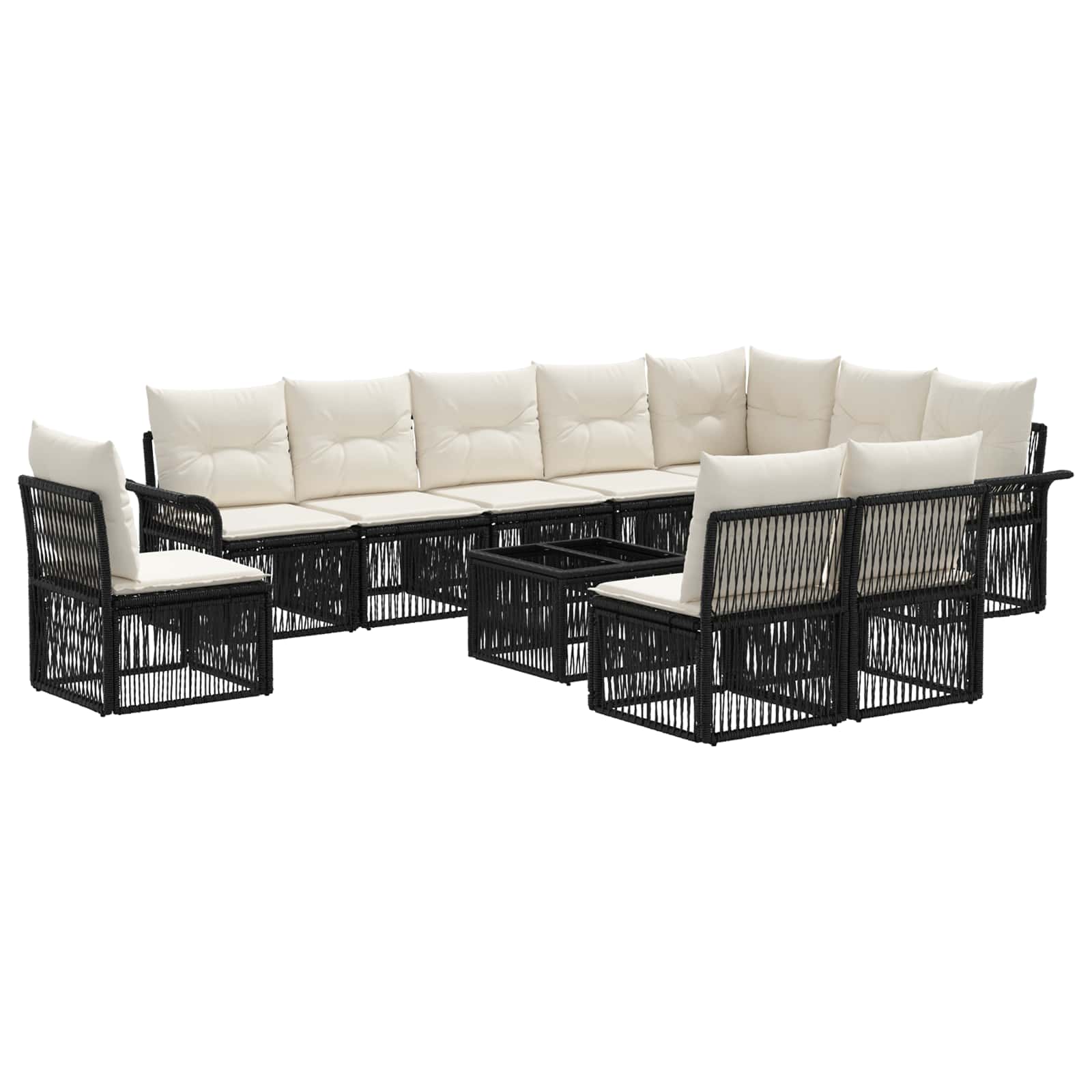 Conjunto de sofás de jardín 11 pcs Beige ratán sintético