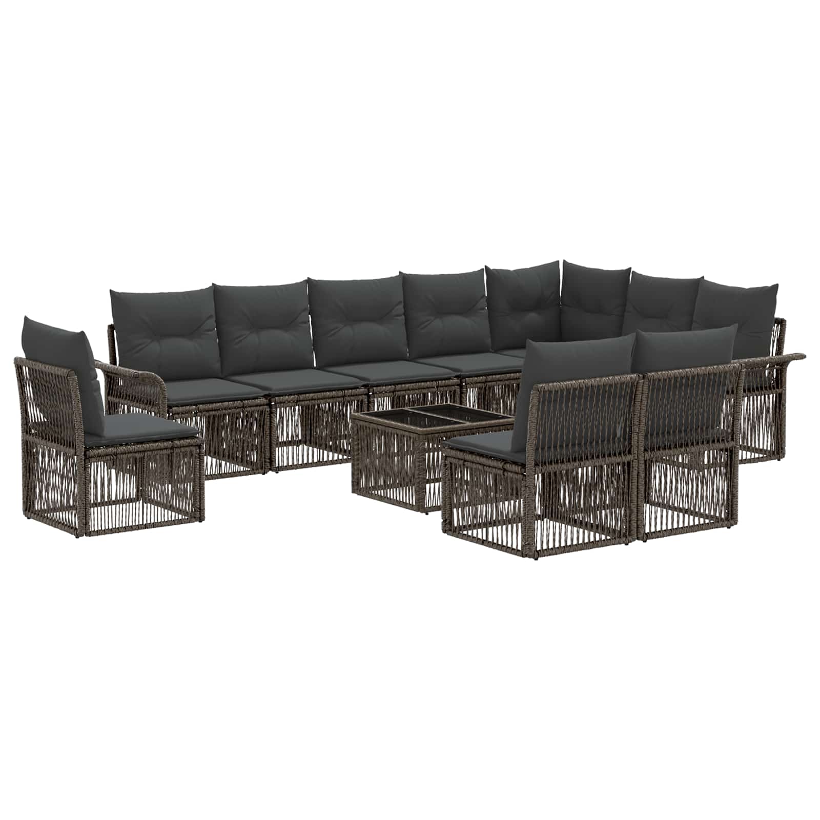 Conjunto de sofás de jardín 11 pcs Beige ratán sintético