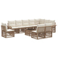 Conjunto de sofás de jardín 11 pcs Beige ratán sintético