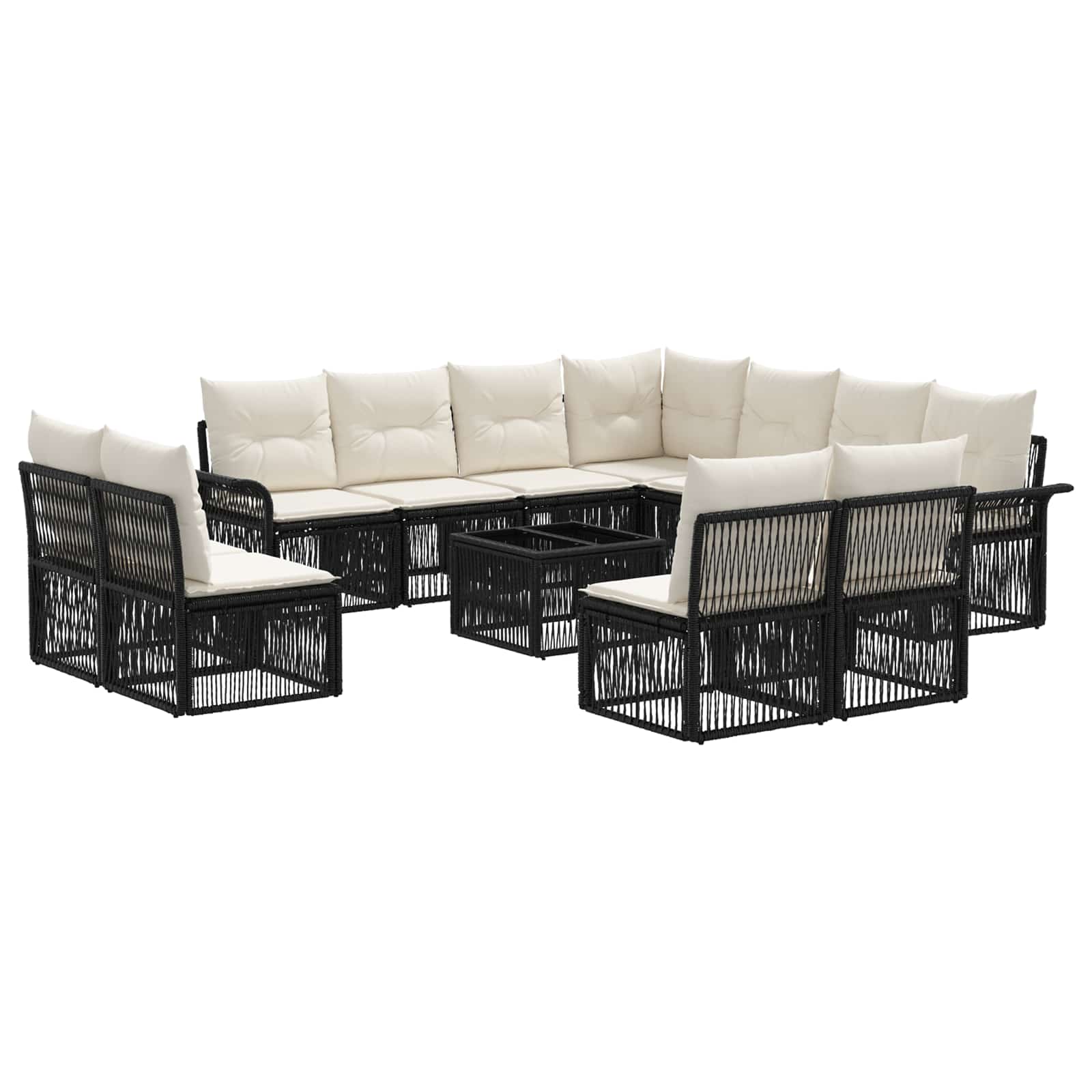 Conjunto de sofás de jardim 12 pcs Rattan sintético bege