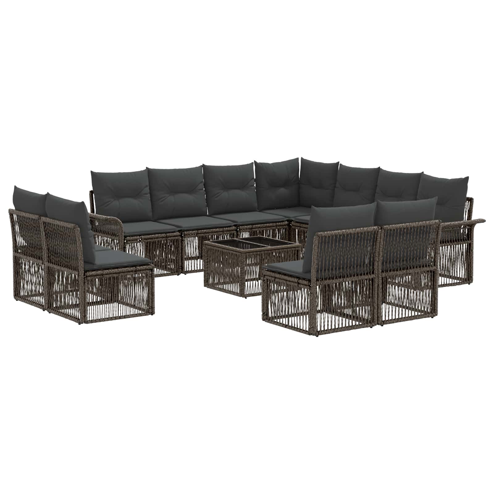 Conjunto de sofás de jardim 12 pcs Rattan sintético bege