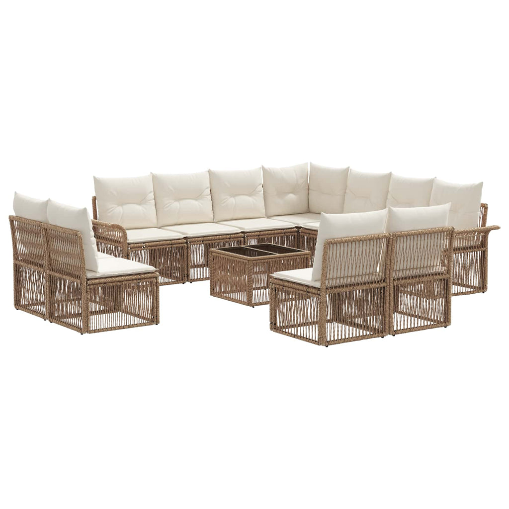 Conjunto de sofás de jardín 12 pcs Beige ratán sintético