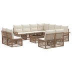Conjunto de sofás de jardín 12 pcs Beige ratán sintético