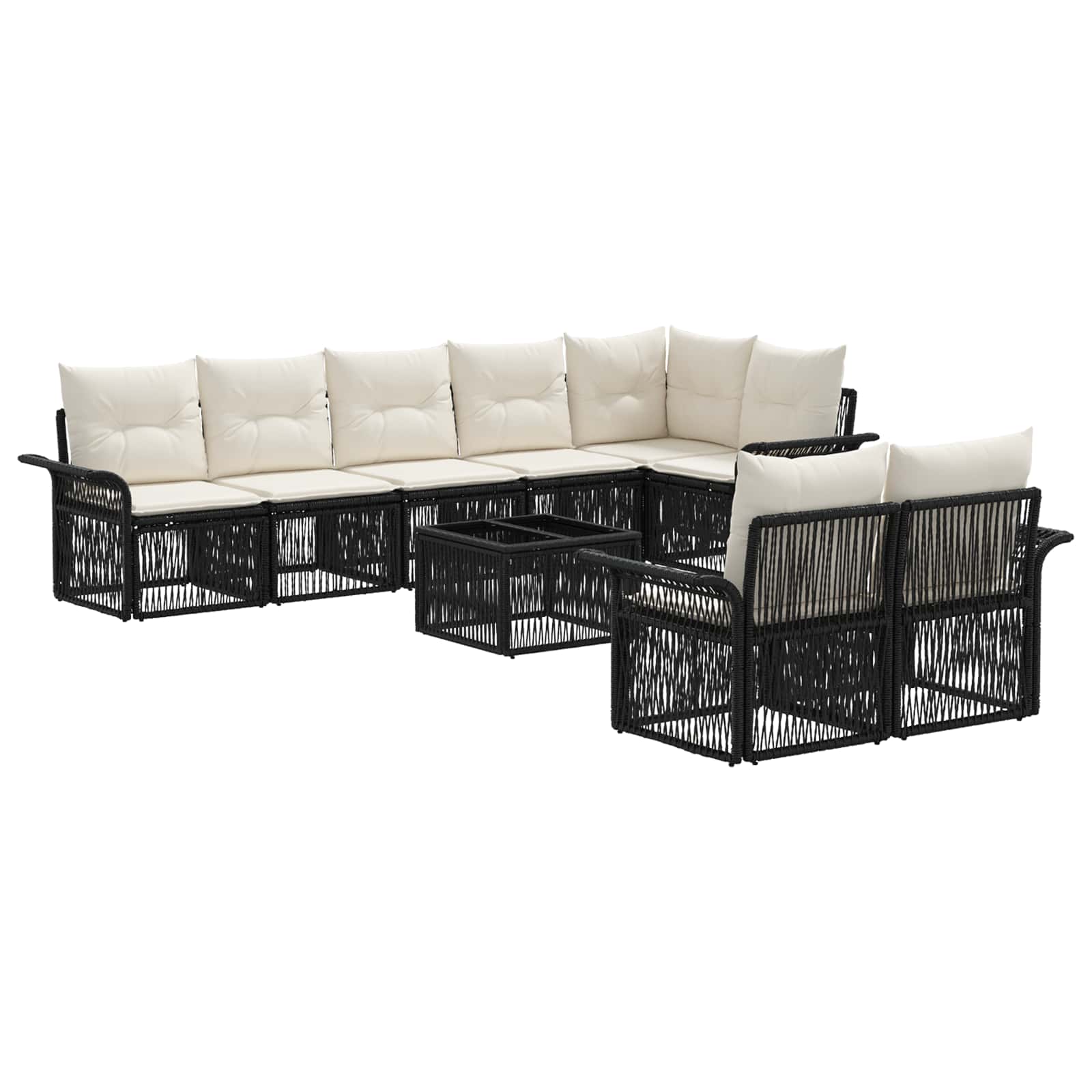 Conjunto de sofás de jardín 9 pcs Beige ratán sintético
