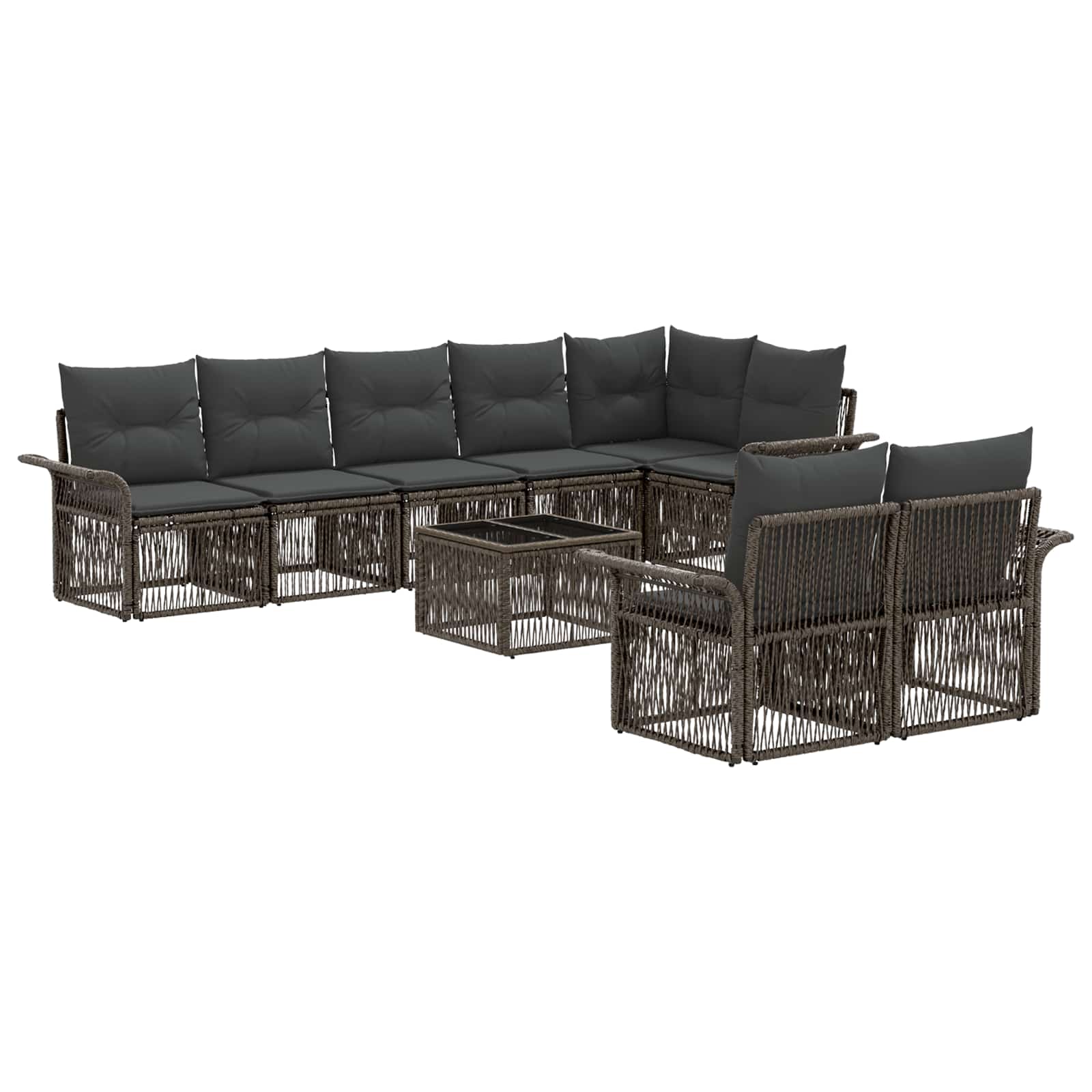 Conjunto de sofás de jardín 9 pcs Beige ratán sintético