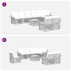 Conjunto de sofás de jardín 9 pcs Beige ratán sintético