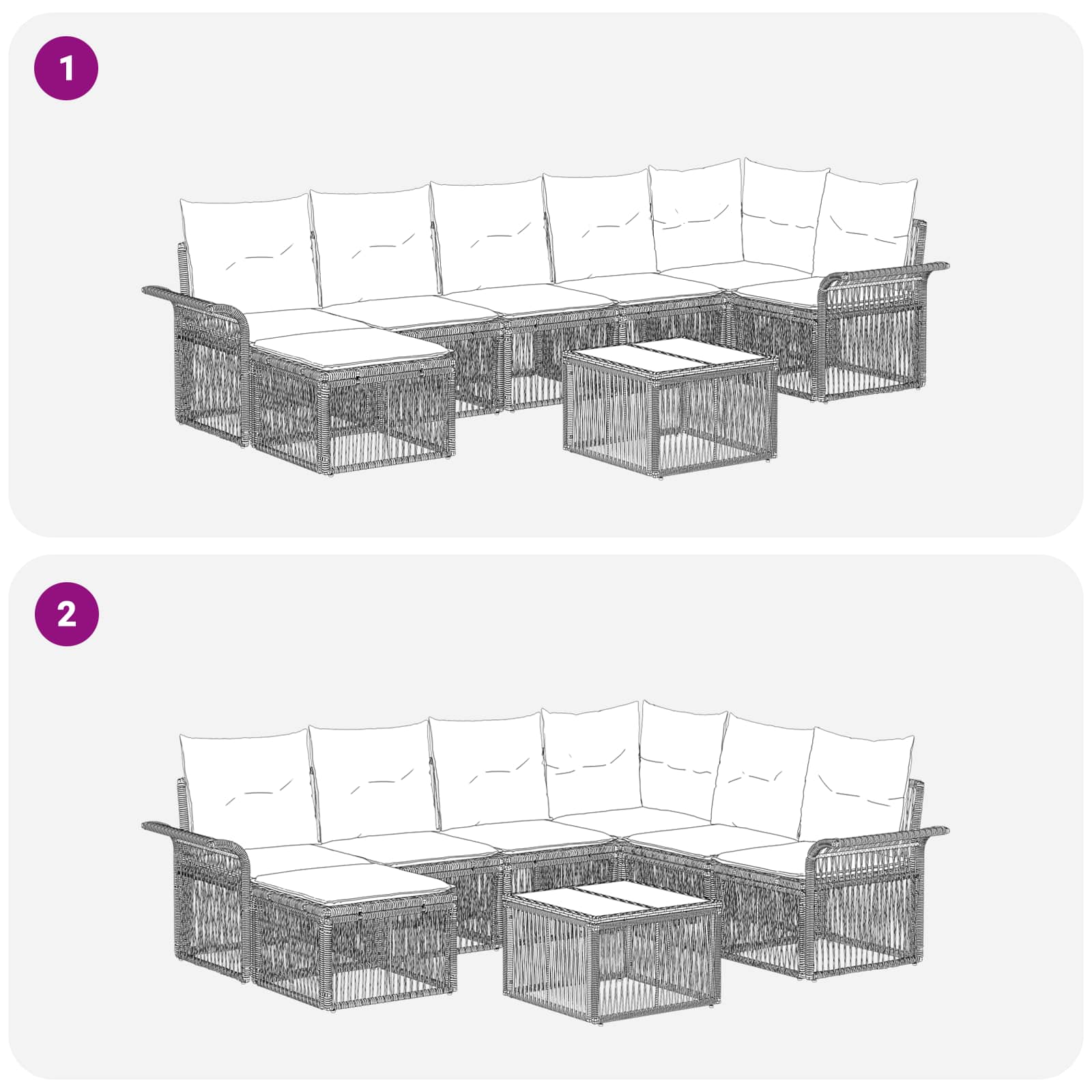 Conjunto de sofás de jardín 8 pcs Beige ratán sintético