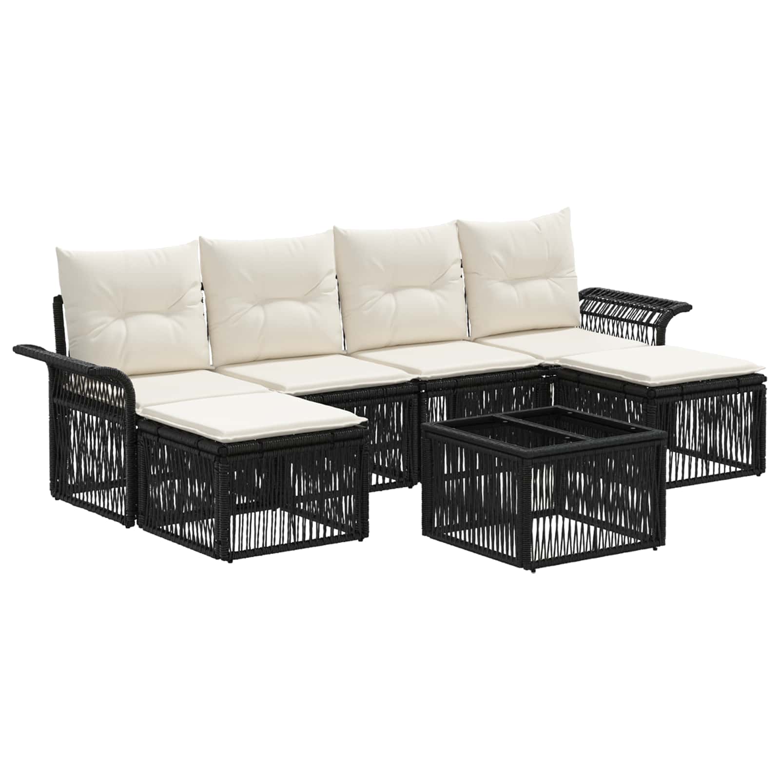 7-piece outdoor sofa set with synthetic rattan, beige