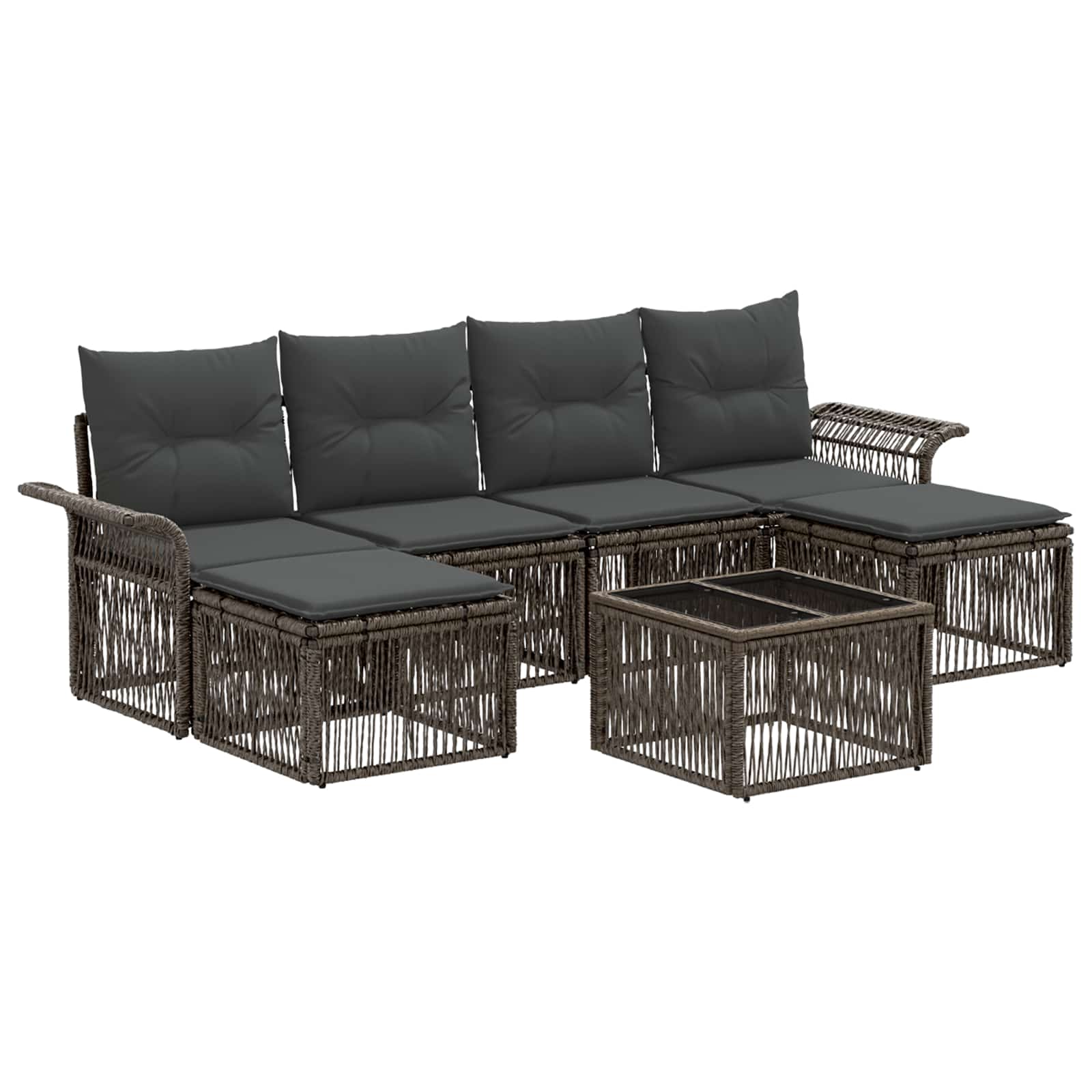 7-piece outdoor sofa set with synthetic rattan, beige