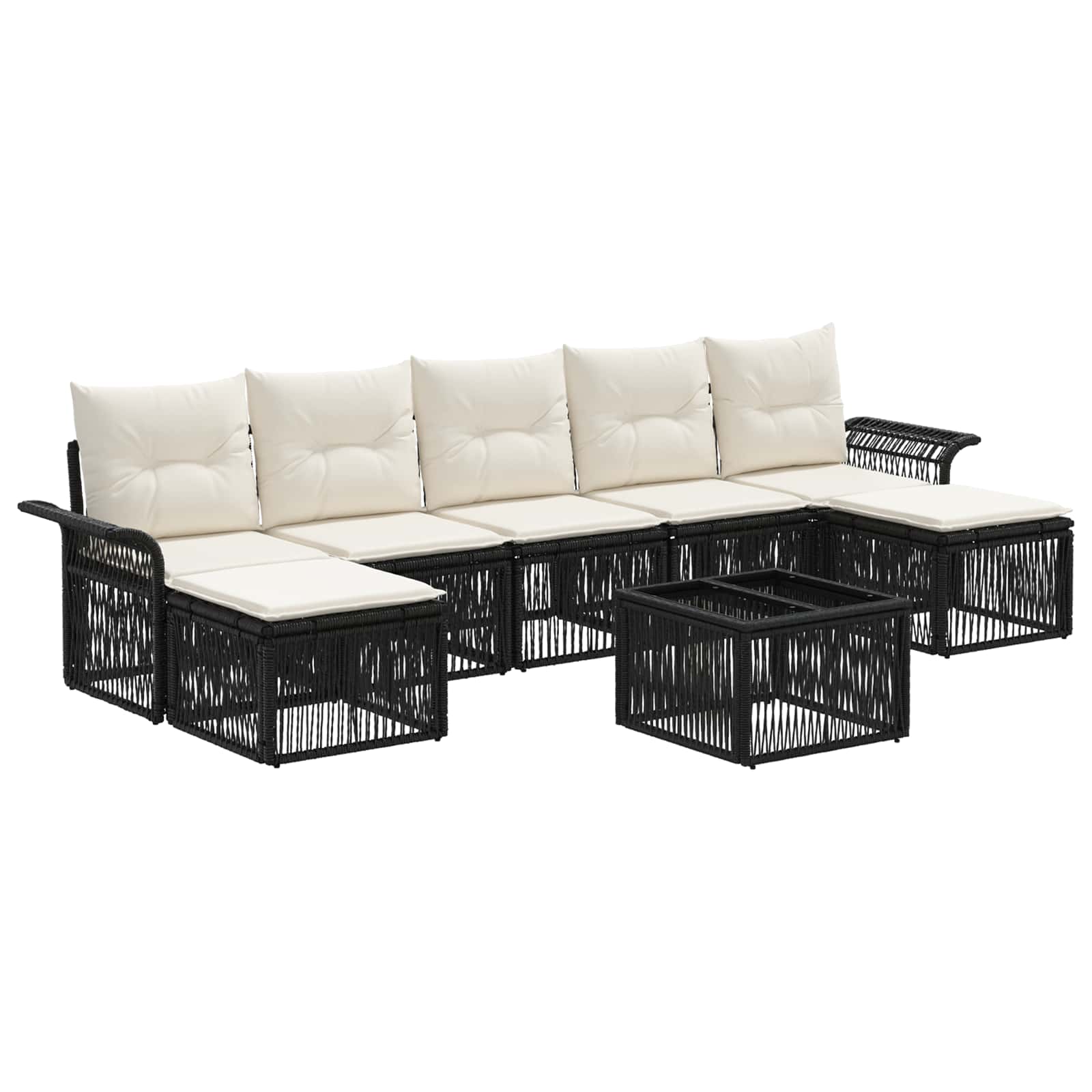 Conjunto de sofás de jardim 8 pçs Bege rotim sintético