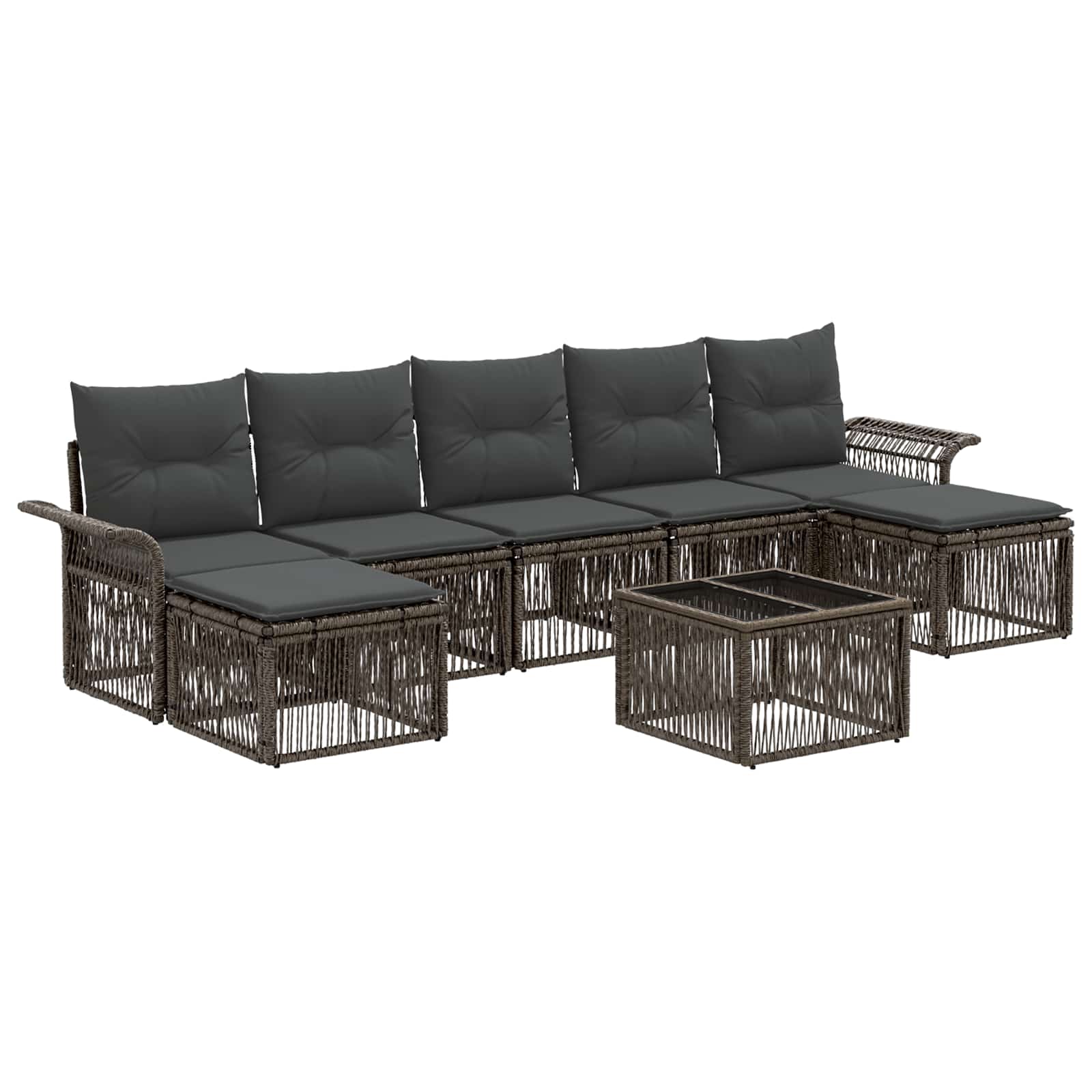 Conjunto de sofás de jardim 8 pçs Bege rotim sintético